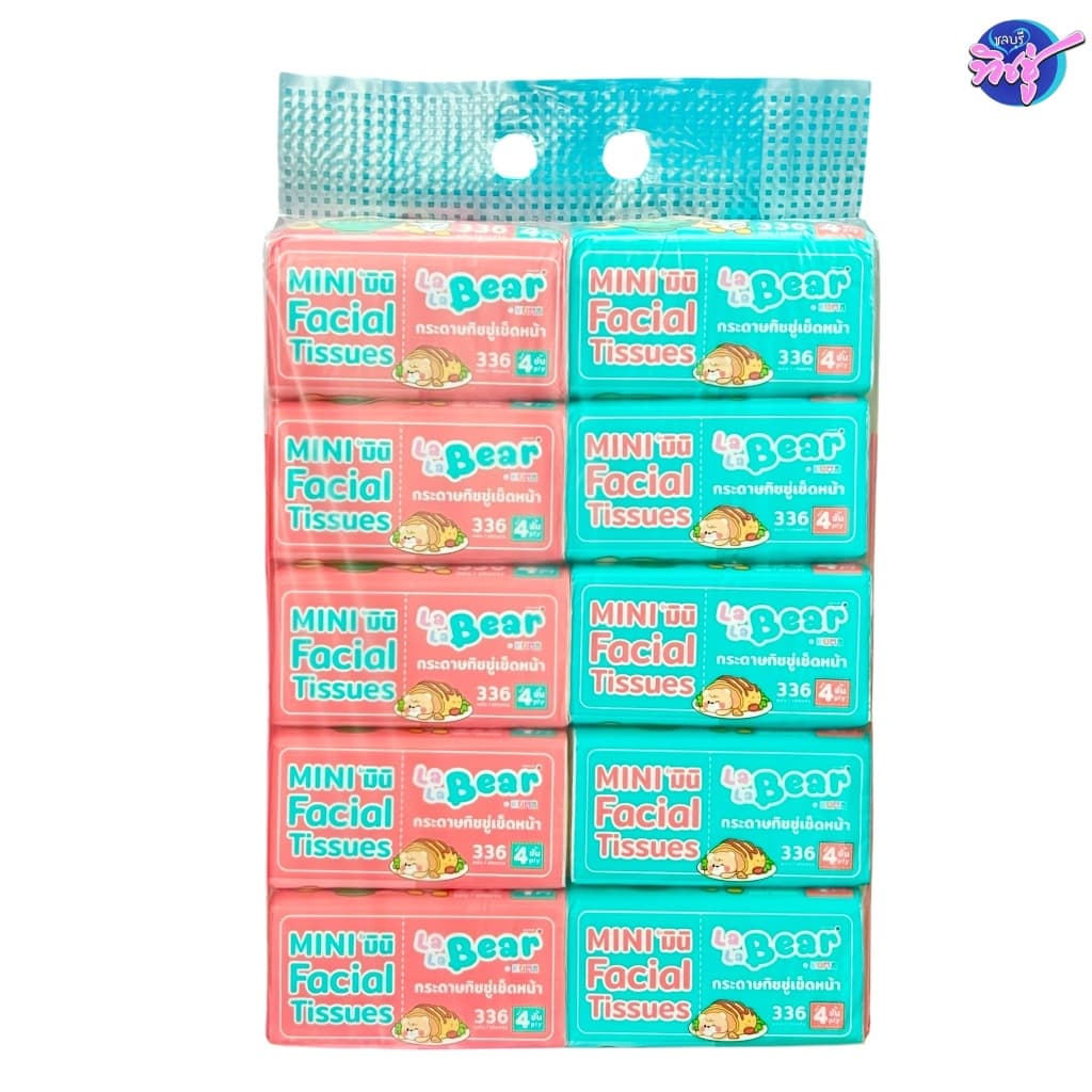 LALA BEAR กระดาษทิชชู่เช็ดปากป๊อปอัพ ลาลาแบร์ พกพา ลัง 10แพค แพค 10ห่อ หนา 4ชั้น ห่อ 336แผ่น รูปที่ 3