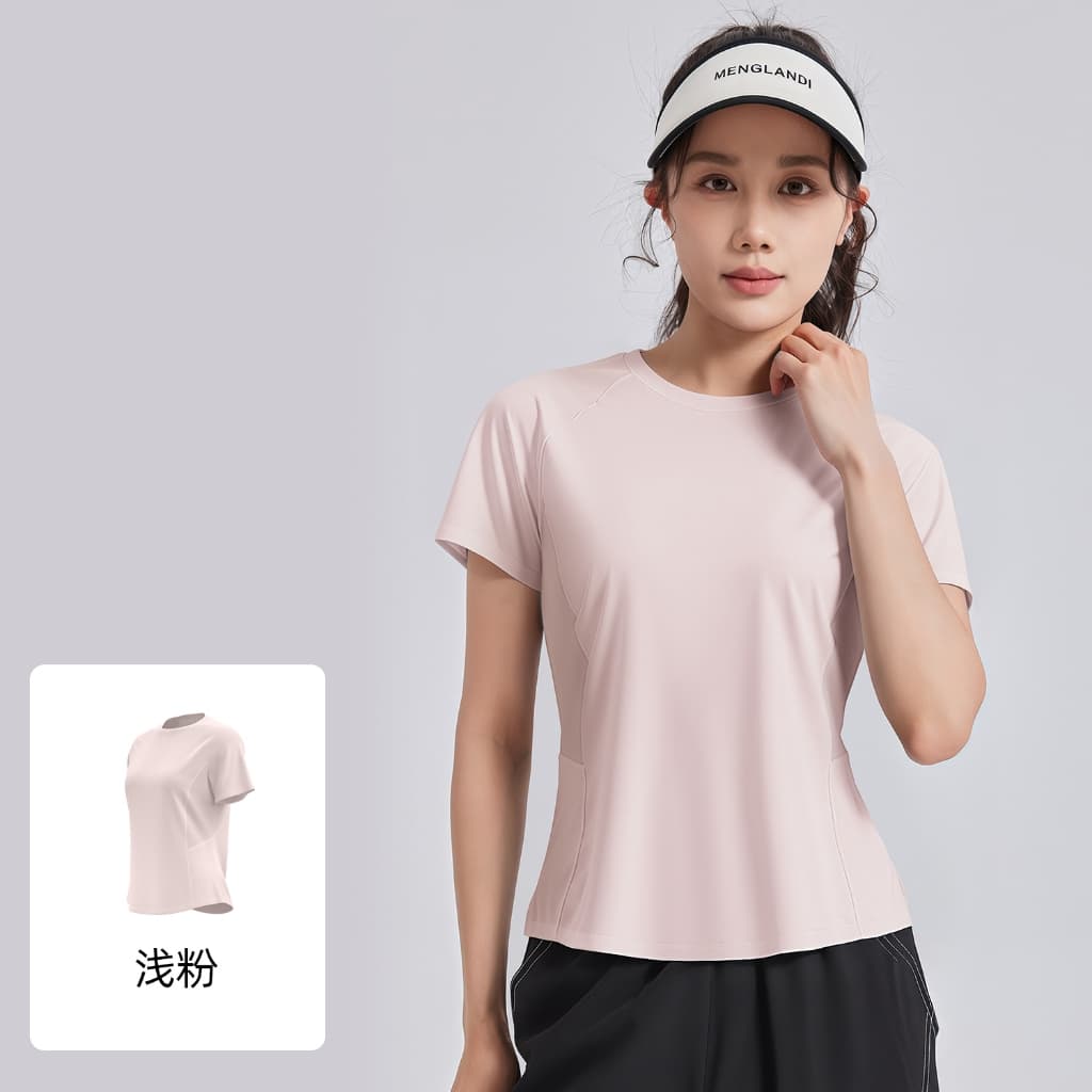 เสื้อยืดออกกำลังกายใส่วิ่ง เล่นฟิตเนสโยคะ เสื้อยืดลำลองระบายอากาศได้ดี ทรงสวยด้านหน้าออกแบบ JYMD020 รูปที่ 4