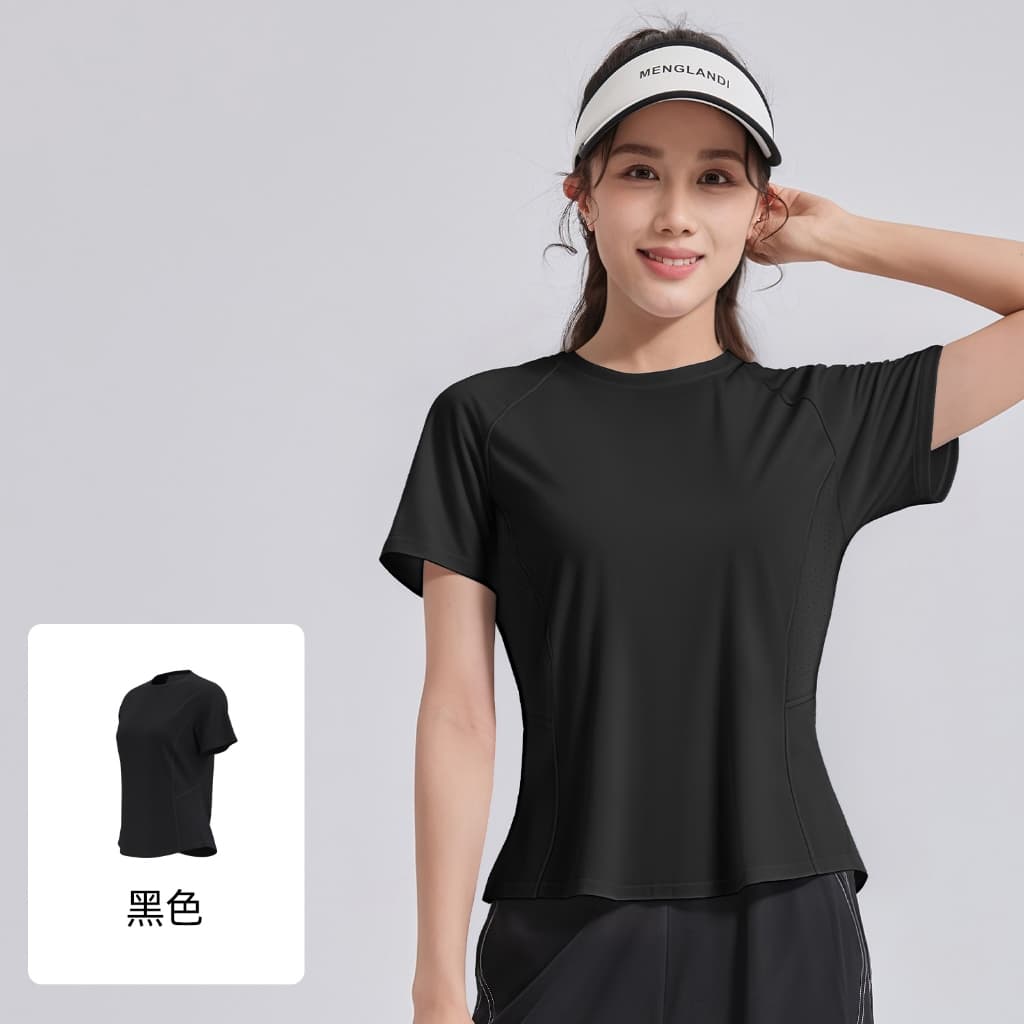 เสื้อยืดออกกำลังกายใส่วิ่ง เล่นฟิตเนสโยคะ เสื้อยืดลำลองระบายอากาศได้ดี ทรงสวยด้านหน้าออกแบบ JYMD020 รูปที่ 3