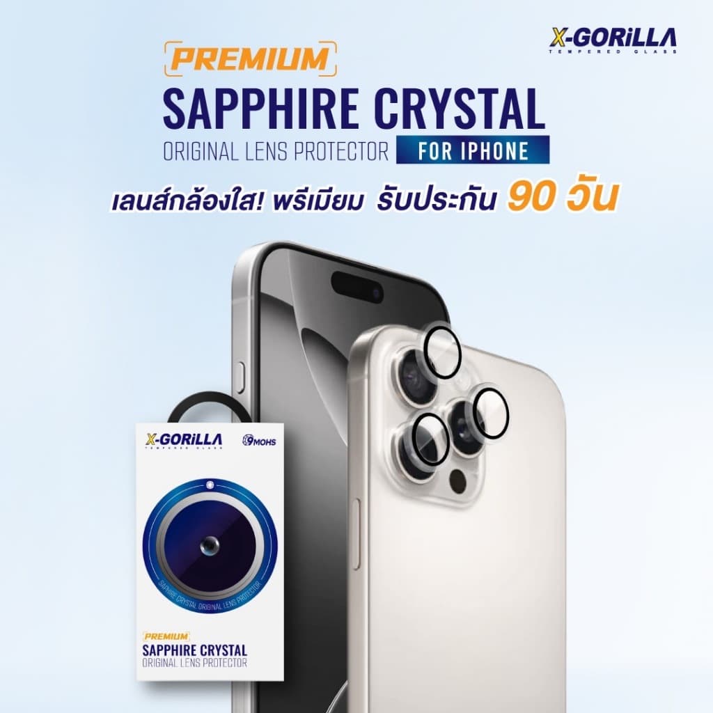 X-GORiLLA ฟิล์มเลนส์กล้อง สีใสสำหรับ iPhone ติดง่ายมีบล็อกช่วยติด เลนส์กล้องพรีเมียม รูปที่ 1