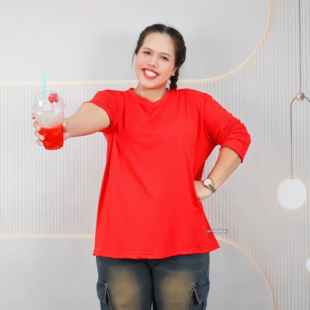 เสื้อยืด คอกลม แขนยาว 6XL อกหน้าผ้า 50 นิ้ว ผ้าคอตตอนผสม เนื้อผ้านิ่ม ดีไซน์ทรงสวย สไตล์แฟชั่น tb840# รูปที่ 7