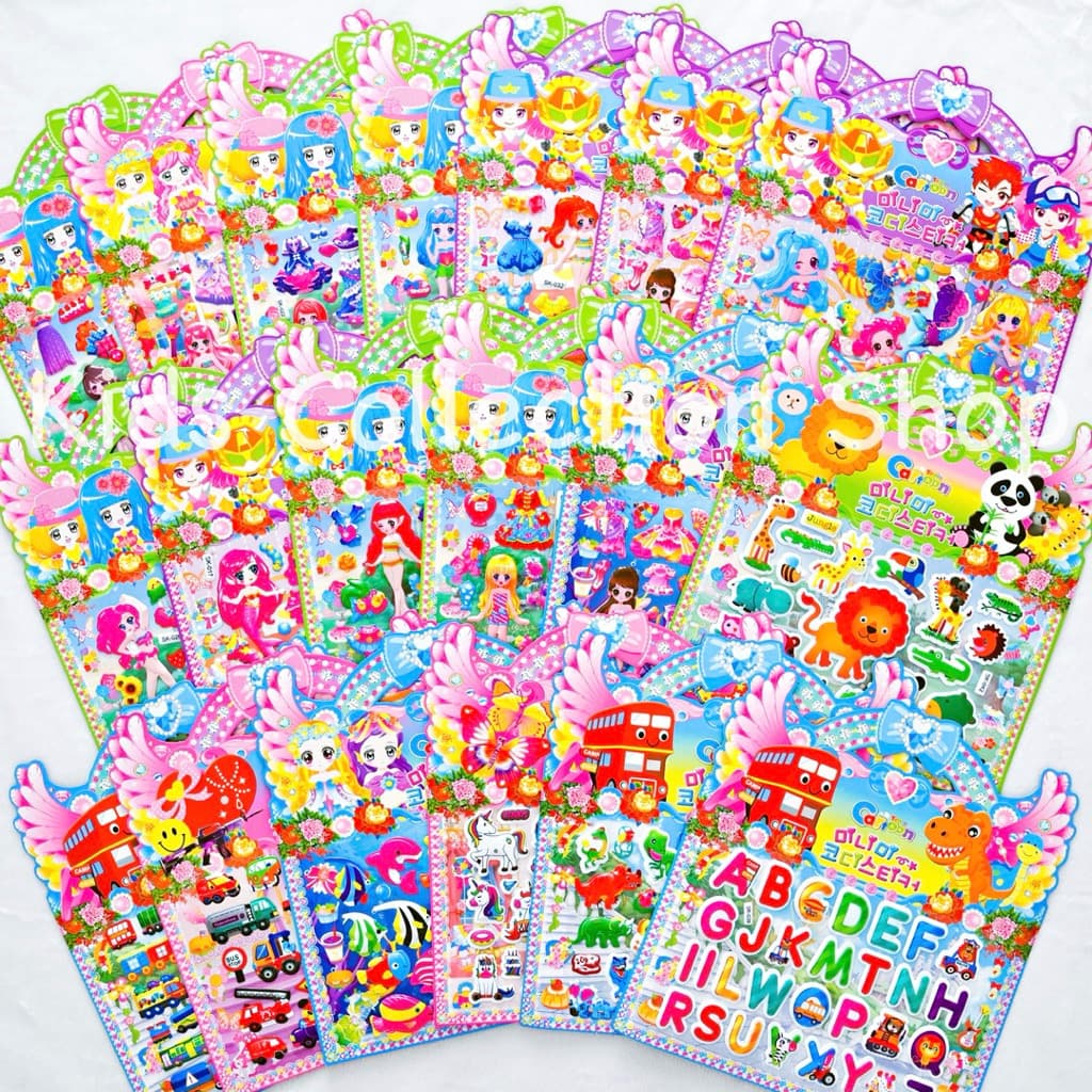 สติ๊กเกอร์ตัวนูนลายการ์ตูน แผ่นใหญ่ 20x24 cm ด้านหลังระบายสีได้ สติ๊กเกอร์การ์ตูน ของเล่นเสริมพัฒนาการ รูปที่ 1