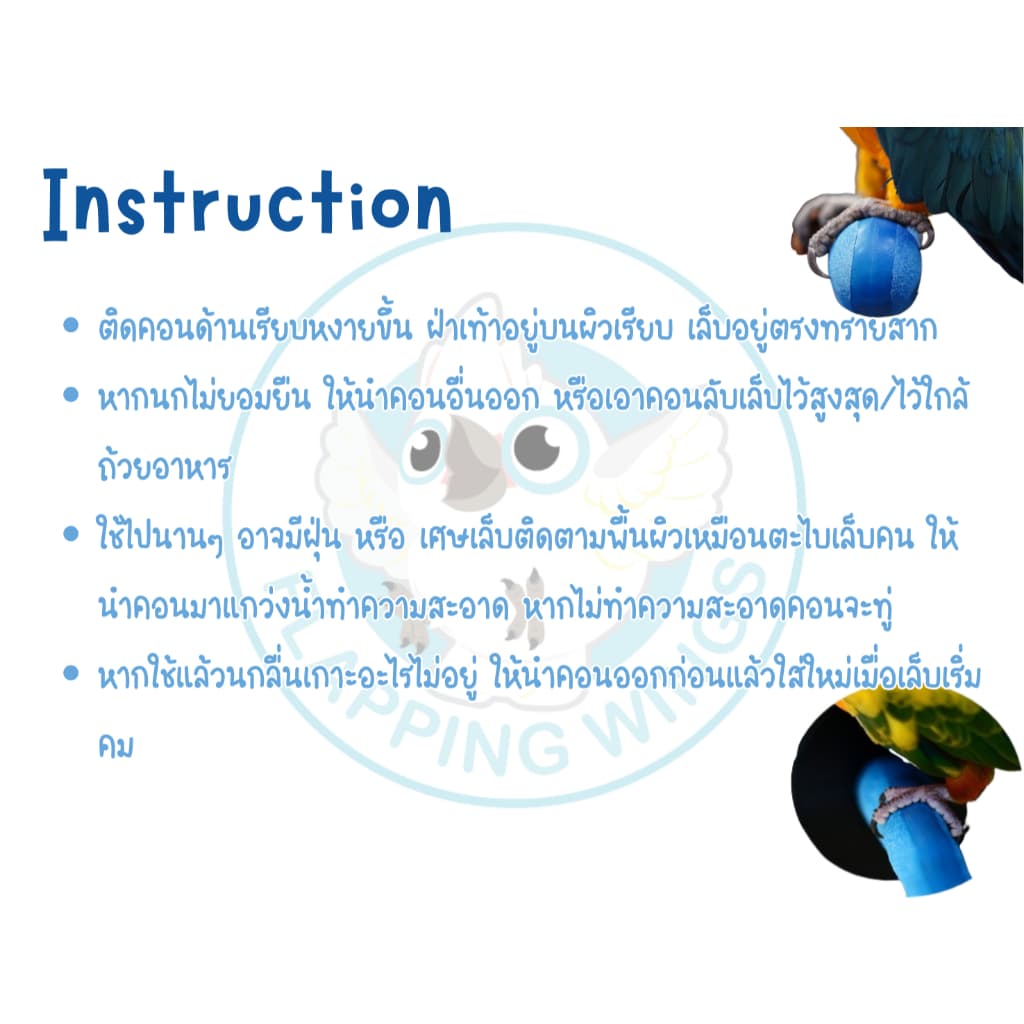 คอนลับเล็บนก Flapping Wings คอนนก คอนลับเล็บไซส์ XS - XL สำหรับนกทุกขนาด รูปที่ 9