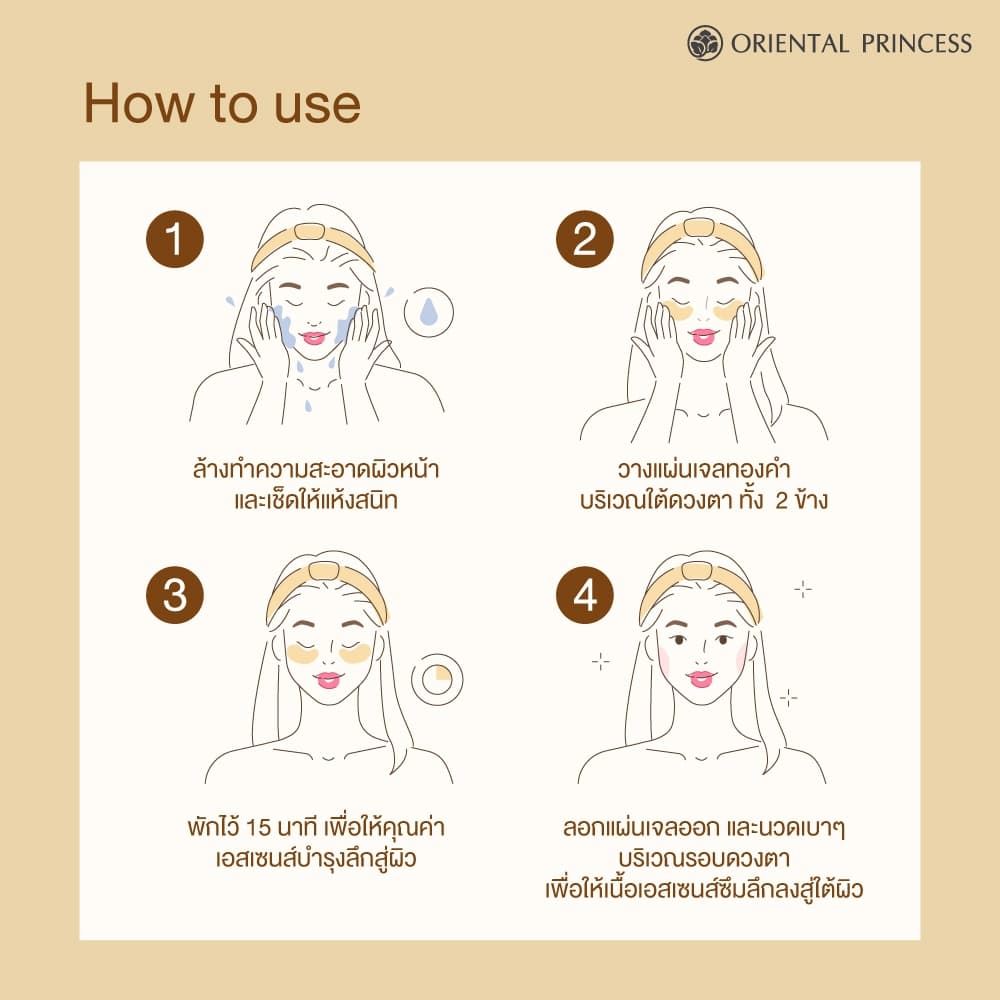 Oriental Princess มาส์กตาไฮโดรเจลทองคำ Timeless Glow Golden Lifting Eye Pad 90 g / 60 Pads รูปที่ 6