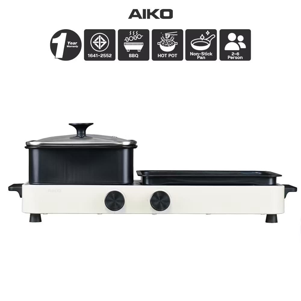 AIKO เตาปิ้งย่างเอนกประสงค์ 2in1 ถอดล้างได้ รุ่น AK-2104A ปิ้งย่าง ชาบู รับประกัน 1 ปี รูปที่ 1