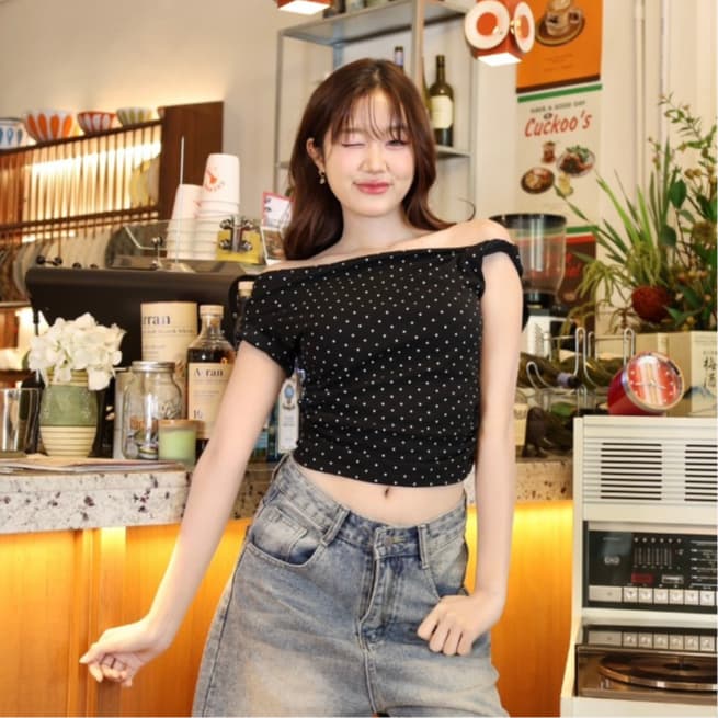 JARINYA เสื้อปาดไหล่ ดีเทลเก๋มากเนื้อผ้ายืดเกรดดี รูปที่ 4