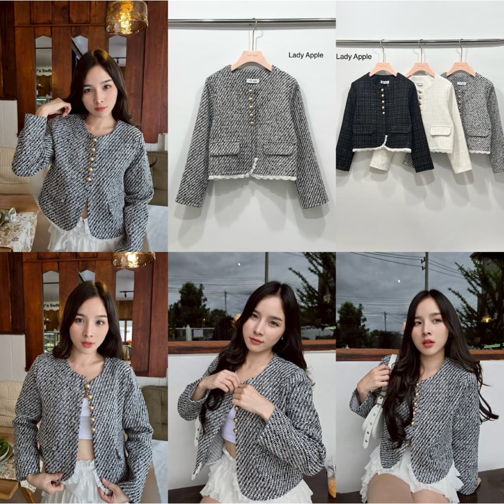 เสื้อคลุมแขนยาวทวิตงานป้ายLady apple61รุ่นแต่งระบายลูกไม้ รูปที่ 2