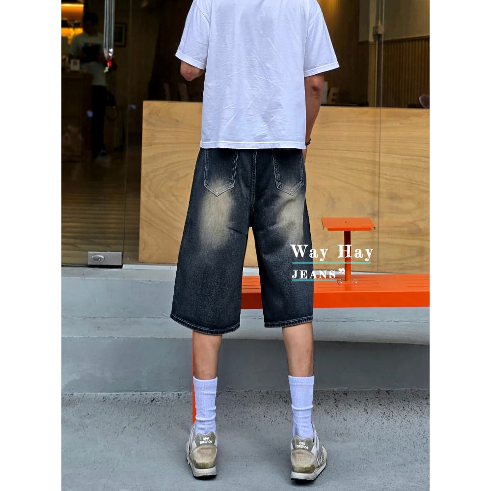 3 สี Short Jeans กางเกงยีนส์ ทรงหลวม สไตล์เกาหลี แฟชั่น สำหรับผู้ชาย รูปที่ 4