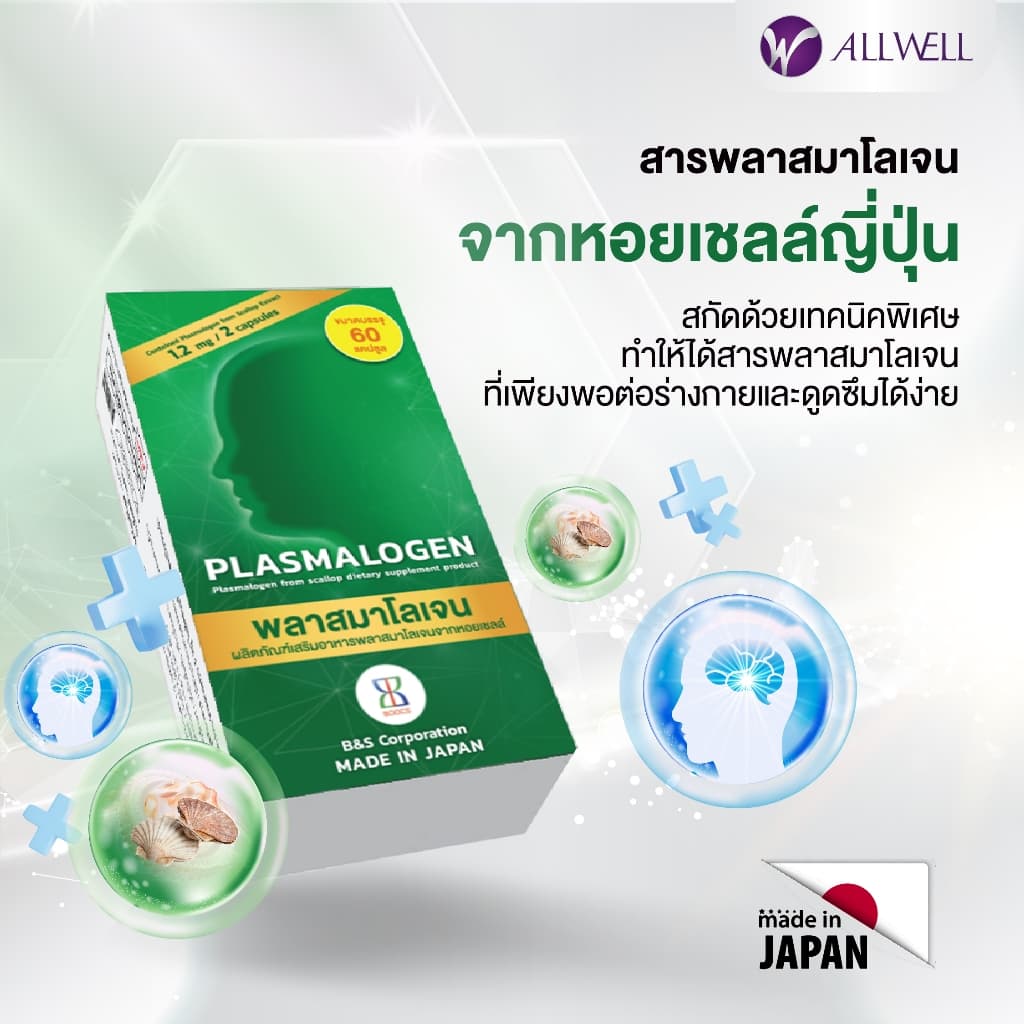 ALLWELL Plasmalogen บำรุงสมอง เพิ่มความจำ ลดความเสี่่ยงอัลไซเมอร์ จากประเทศญี่ปุ่น รูปที่ 4