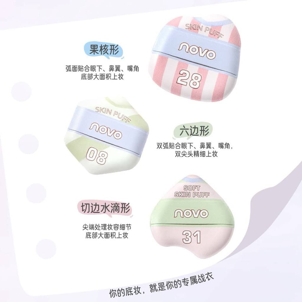 9100 NOVO พัฟ 8 ชิ้น เซ็ตพัฟแต่งหน้า นุ่มพิเศษ ใช้ได้ทั้งแห้งและเปียก พัฟแป้ง รูปที่ 3