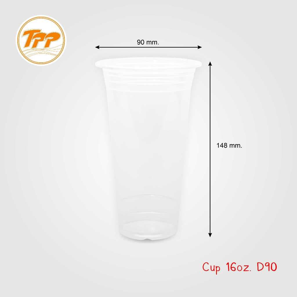 TPP แก้วพลาสติก 16oz ปาก 90 มม. เรียบ ใส 1,000 ใบ PP รูปที่ 3