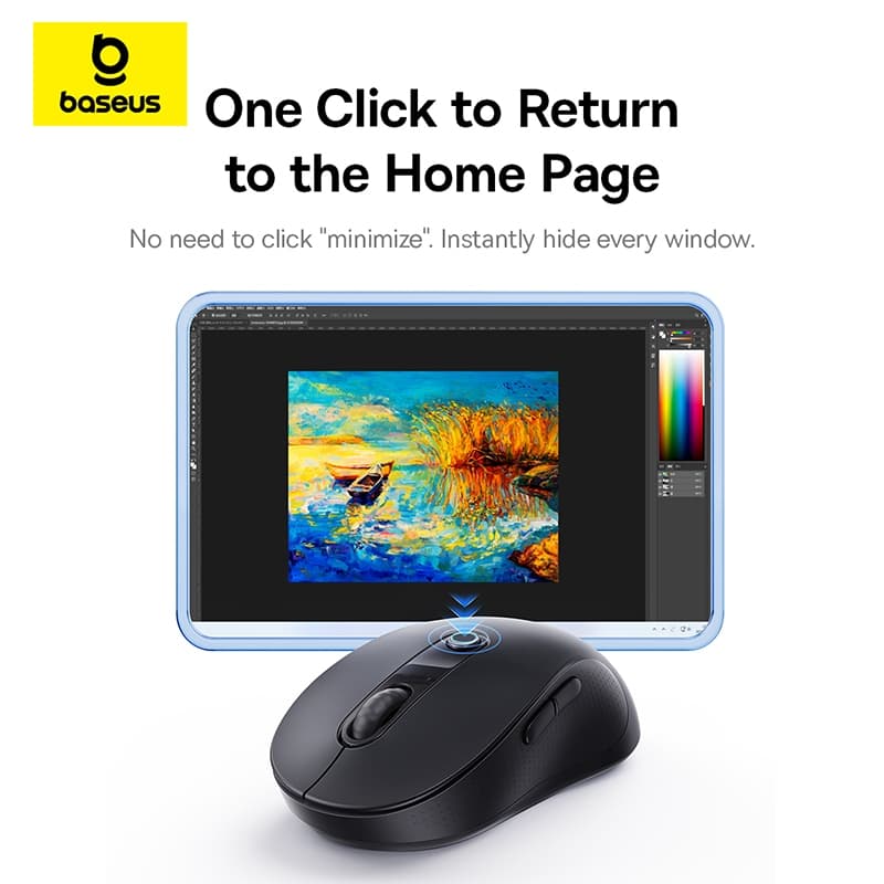 BASEUS เมาส์ไร้สาย แบบบลูทูธ รุ่น F02 Ergonomic Wireless Mouse รูปที่ 6