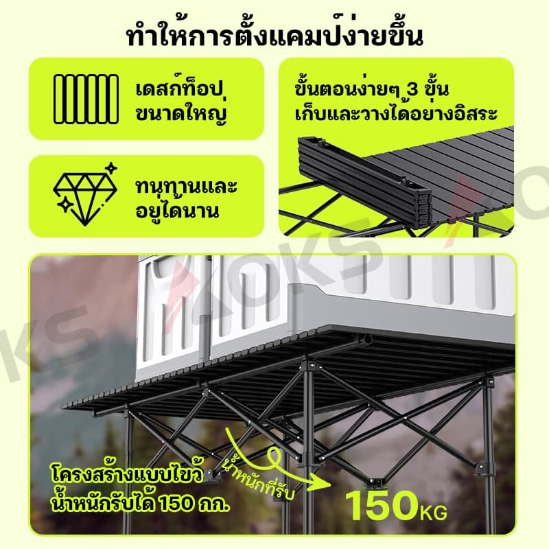 ชุดเก้าอี้และโต๊ะสำหรับตั้งแคมป์ ซื้อ 1 แถม 4 เก้าอี้แคมปิ้งแบบพับได้ อลูมิเนียม อุปกรณ์แคมปิ้ง รูปที่ 3