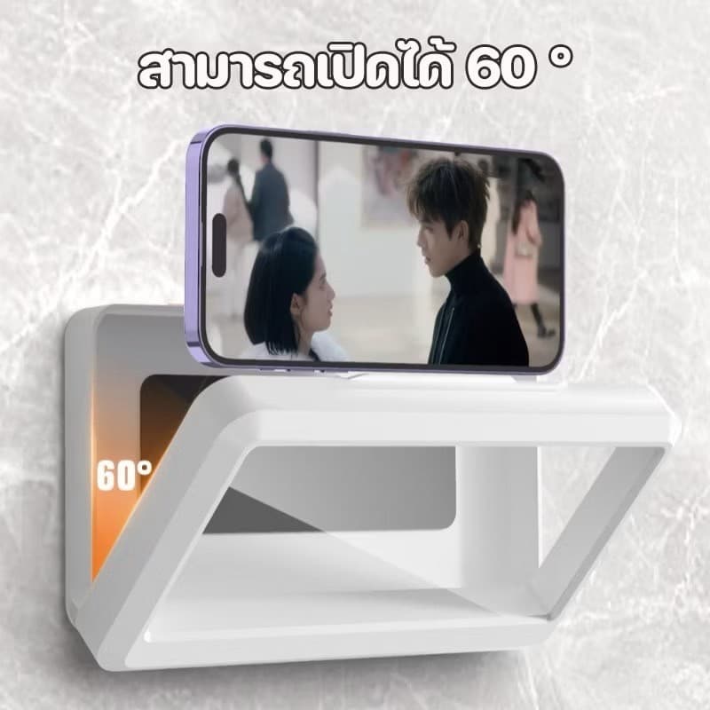 ที่วางโทรศัพท์ในห้องน้ําที่วางโทรศัพท์ อาบน้ำติดผนังกันน้ำ ที่วางโทรศัพท์มือถือหน้าจอสัมผัสแบบมีกาวในตัวป้องกันน้ำเข้า รูปที่ 1
