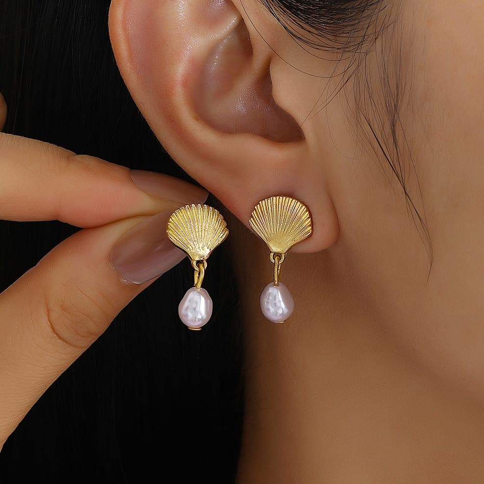 RIbbonIslandต่างหูสตั๊ด 1 คู่ stainless สำหรับผู้หญิง ins จี้ คุณภาพสูง ต่างหูมุก แฟชั่น โบฮีเมียน มินิมอล ส่งเร็ว รูปที่ 2