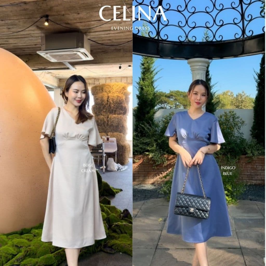MyWay Brand : Dress Celina แนะนำใส่พอดีตัวน้า เดรสออกงานคอวี ผ้าซาติน ชุดเดรสเว้าหลัง รูปที่ 2