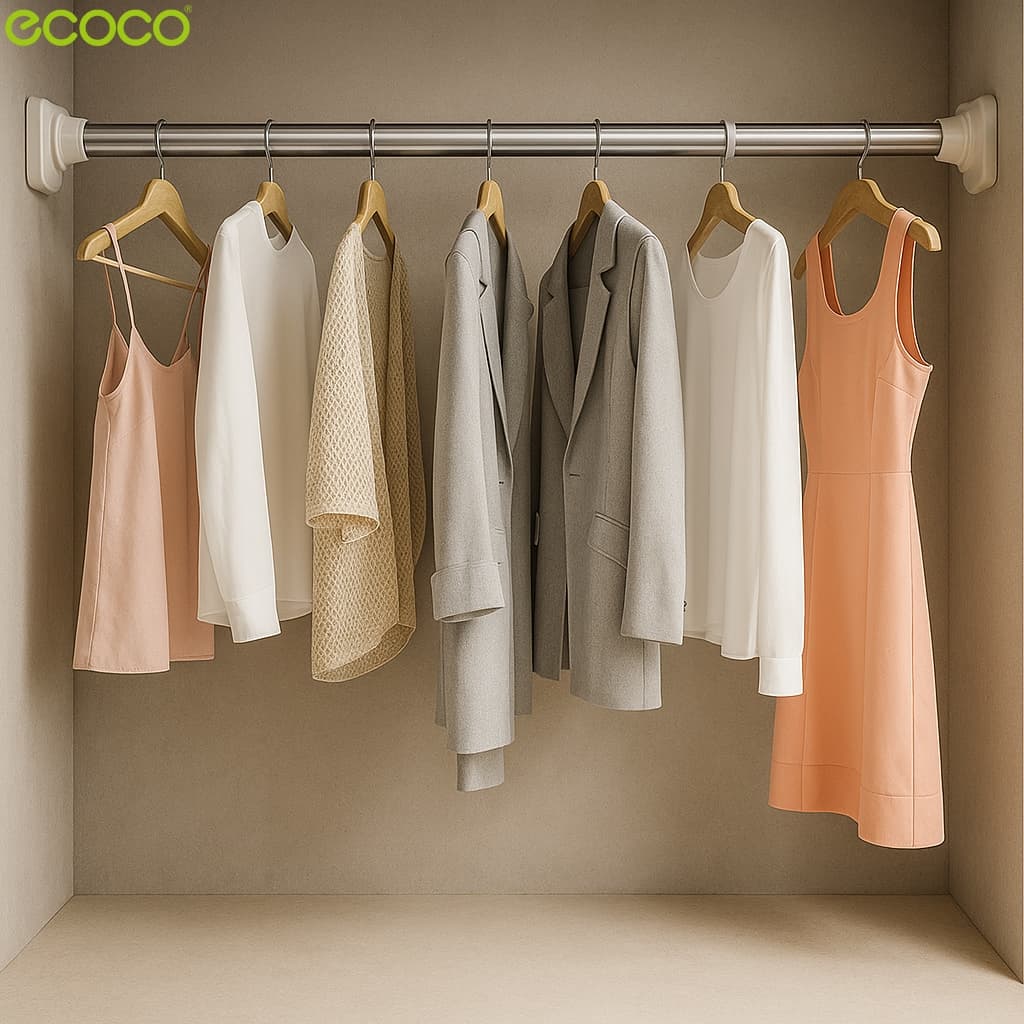 Ecoco ราวแขวนม่าน ราวตากผ้า ไม่ต้องเจาะผนัง ยืด-หดได้ มี 4 ขนาดให้เลือก ติดตตั้งง่าย รูปที่ 1