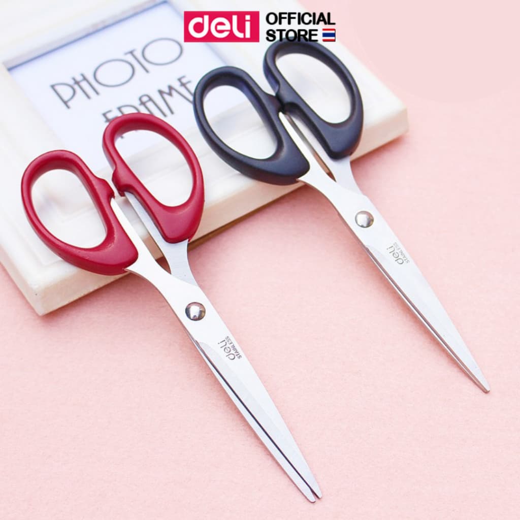 กรรไกรสแตนเลส Deli รุ่น 6009/6010 เคลือบดำ กันสนิม ตัดคม Scissor รูปที่ 6