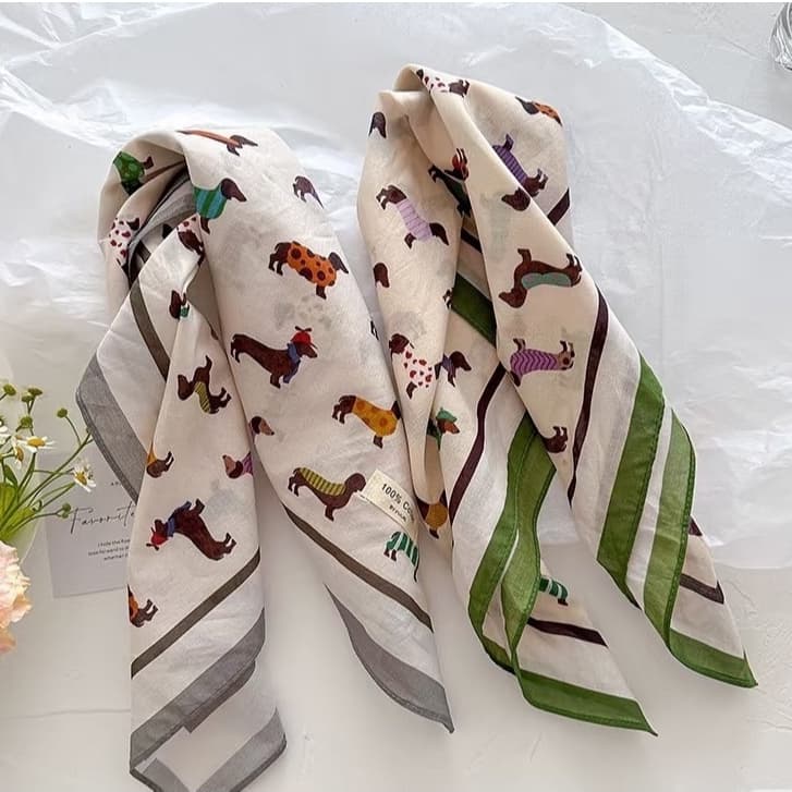 Dapper Dachshunds ผ้าพันคอ ผ้าโพกหัวลายสุนัขพันธุ์ดัชชุน ผ้าcotton100% เหมาะผู้ชายในสไตล์ playful หรือ casual chic รูปที่ 9