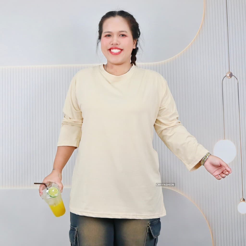 เสื้อยืด คอกลม แขนยาว 6XL อกหน้าผ้า 50 นิ้ว ผ้าคอตตอนผสม เนื้อผ้านิ่ม ดีไซน์ทรงสวย สไตล์แฟชั่น tb840# รูปที่ 8