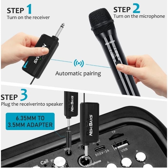 NEW BAXS ไมโครโฟนไร้สาย ไมค์ลอย 2 ไมค์ UHF wireless microphone V601/V602 เสียงชัด ไกล คาราโอเกะ โบสถ์ งานอีเว้นท์ รูปที่ 2