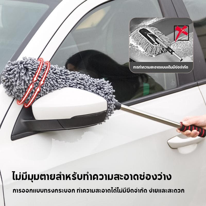 ไม้ปัดฝุ่น ไม้ปัดฝุ่นนาโนไมโครไฟเบอร์ ด้ามยืดได้ ไมโครไฟเบอร์ ไม้ปัดฝุ่นในรถยนต์ การทำความสะอาดฝุ่นเอนกประสงค์ รูปที่ 3