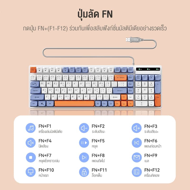 OLYPS คีย์บอร์ด Keyboard+Mouse ชุดคีย์บอร์ดและเมาส์ คีย์บอร์ดเสียงเงียบ รูปที่ 7