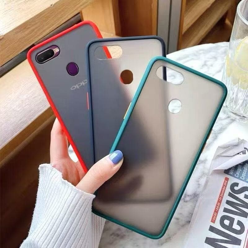 เคสขอบสีหลังด้าน สำหรับ Oppo A12 A5S F9 A7 A3S A5 A9 2020 A31 A1K A53 Reno2F Reno4 5 6 7 Reno7Z Reno8Zเคสกันกระแทก รูปที่ 1