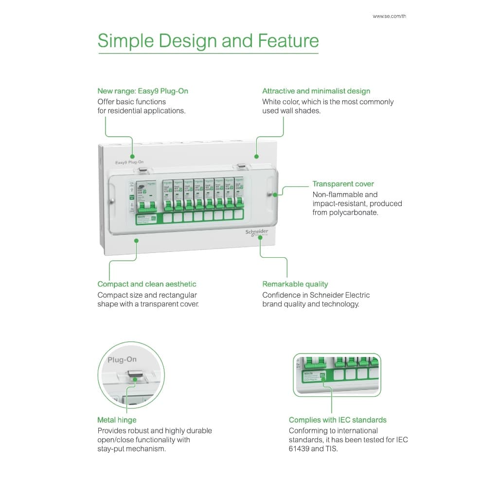 Schneider เมนเซอร์กิตเบรกเกอร์ EZ9F 40A - 63A 2P 10kA Easy9 MCB Miniature Circuit Breaker รูปที่ 4