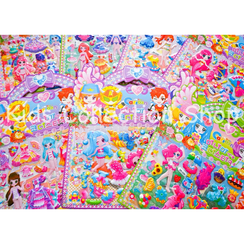สติ๊กเกอร์ตัวนูนลายการ์ตูน แผ่นใหญ่ 20x24 cm ด้านหลังระบายสีได้ สติ๊กเกอร์การ์ตูน ของเล่นเสริมพัฒนาการ รูปที่ 6