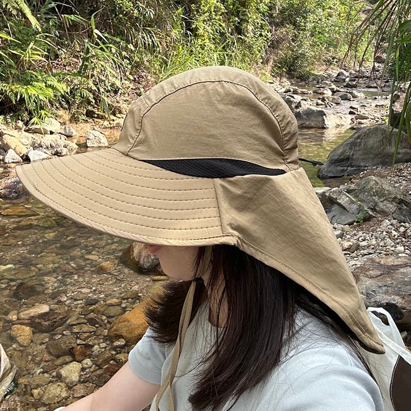 หมวกกันแดด หมวกบักเก็ตเดินป่า หมวกกันแดด ตั้งแคมป์ ปีนเขา มีสายคล้องคอ ปีกกว้าง NO:M41 รูปที่ 5