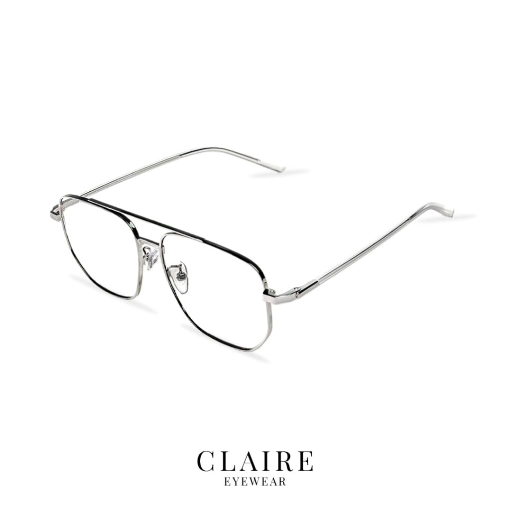 CLAIRE : แว่นกรองแสงสีฟ้าไม่มีค่าสายตา รุ่น Luna Silver กันแดดUV ออกแดดเลนส์เปลี่ยนสี "เทาดำ" | Glasses รูปที่ 5