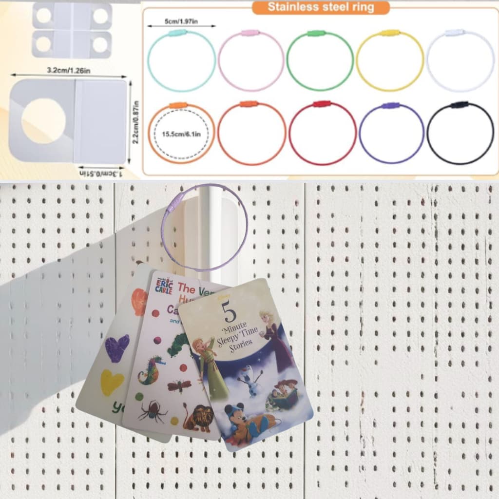 ชุดอุปกรณ์เก็บการ์ด Yoto พร้อมป้ายสติกเกอร์และห่วงสแตนเลส Holder for Yoto Cards Rings and Tabs รูปที่ 1
