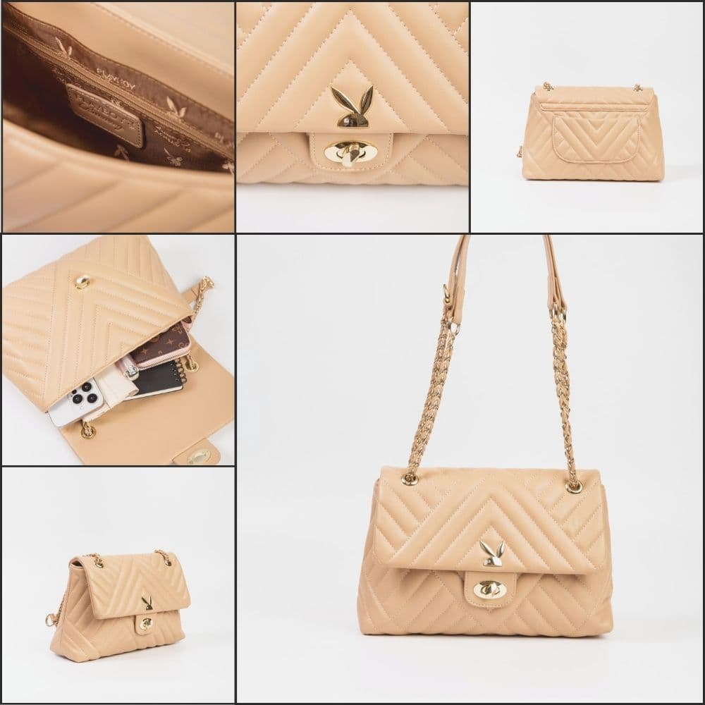 Playboy Bella Women's Bagกระเป๋าสะพายข้างผู้หญิง รุ่น ST-BS252PB130R ดีไซน์เย็บนวมลาย 3 เหลี่ยม มี 6 สี รูปที่ 6