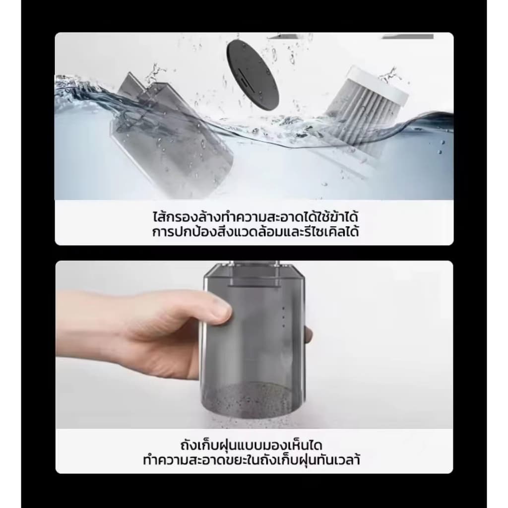 เครื่องดูดฝุ่นแบบพกพาสำหรับบ้านและรถยนต์ เครื่องดูดฝุ่นขนาดเล็กแบบมือถือ ของใช้จำเป็นในรถ รูปที่ 7
