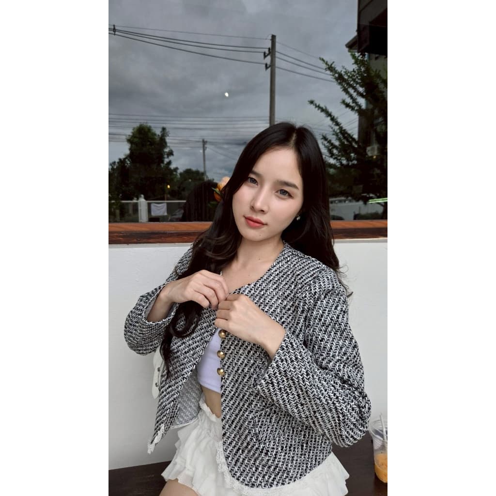 เสื้อคลุมแขนยาวทวิตงานป้ายLady apple61รุ่นแต่งระบายลูกไม้ รูปที่ 6