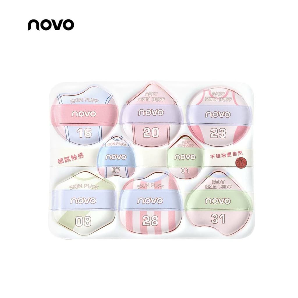 9100 NOVO พัฟ 8 ชิ้น เซ็ตพัฟแต่งหน้า นุ่มพิเศษ ใช้ได้ทั้งแห้งและเปียก พัฟแป้ง รูปที่ 1