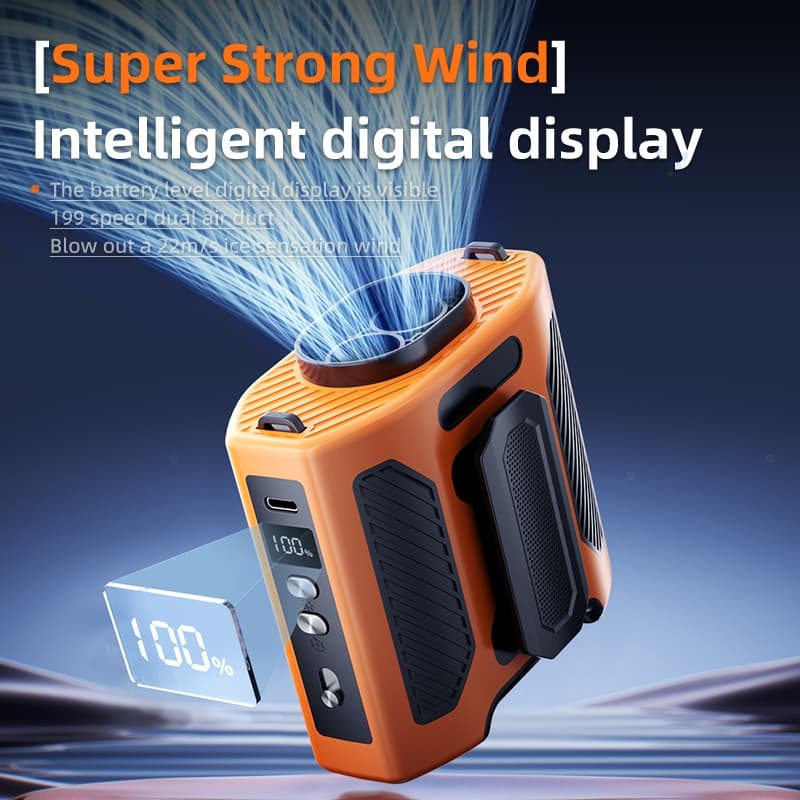 New y19 10,000mah เอวอเนกประสงค์คลิประบายความร้อนพัดลม 3 in 1 พัดลมเดสก์ท็อปกลางแจ้งพร้อม LED 199 Gear Winds รูปที่ 5