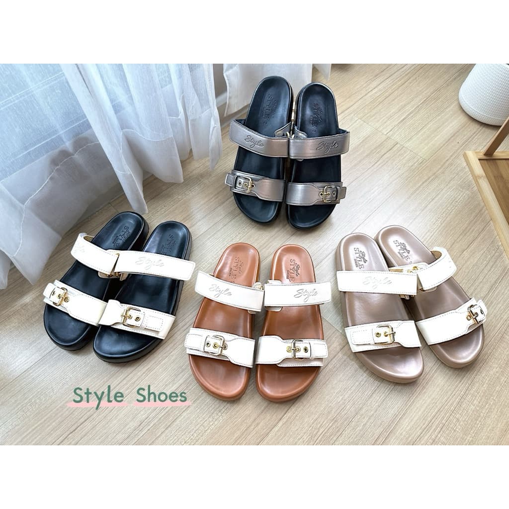 Style shoes รุ่น Tori 02 รองเท้าแตะทรงไบเก้น สวยใส่สบายดูดี สายเข็มขัดไปรับได้ *แนะนำบวกเพิ่ม1ไซด์* รูปที่ 1