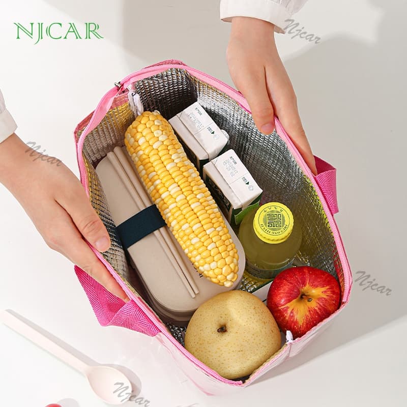 NJCAR1 BAG กระเป๋าเก็บอุณหภูมิ ใส่อาหารกลางวัน กล่องข้าว เก็บอาหาร กันน้ำPU ถุงใส่อาหาร มีหูหิ้ว รูปที่ 2