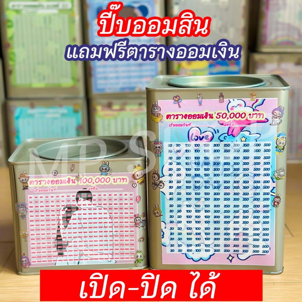 ออมสินเปิดได้ แถมฟรีตารางออมเงิน +สติกเกอร์ตกแต่ง ตารางออมแบบเดือน ปี๊บออมสิน กันน้ำไม่เป็นสนิม รูปที่ 3
