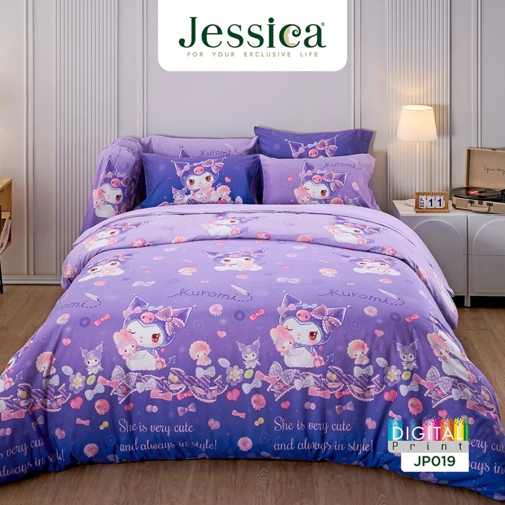Jessica Kuromi JP019 ลิขสิทธิ์แท้ Sanrio คูโรมิ เจสสิก้า พิมพ์ลายดิจิตอล ชุดเครื่องนอน ผ้าปูที่นอน ผ้าห่มนวม รูปที่ 1