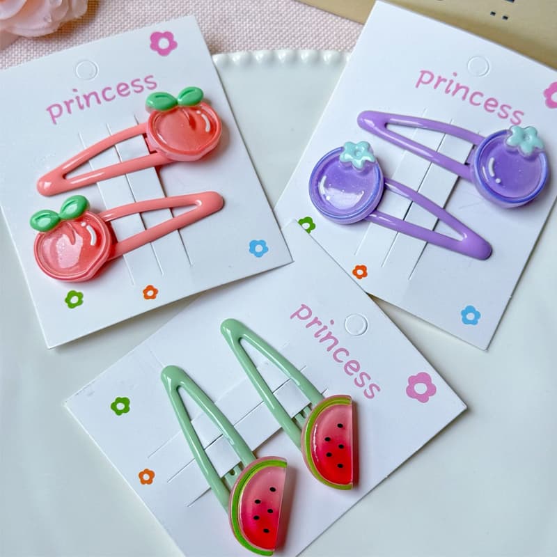 คลิปหนีบผม BB ผลไม้ น่ารัก หวานๆ กิ๊บติดผม พีช สตรอว์เบอร์รี หัวไชเท้า เครื่องประดับผม เด็กผู้หญิง รูปที่ 2