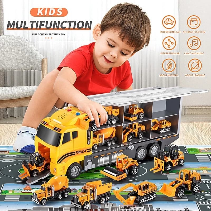 YUNLEO Toy รถบรรทุกของเล่นรถบรรทุกรถดับเพลิงของเล่นเด็กรถบรรทุกขนาดใหญ่รวมถึงรถบรรทุกดับเพลิง รูปที่ 2