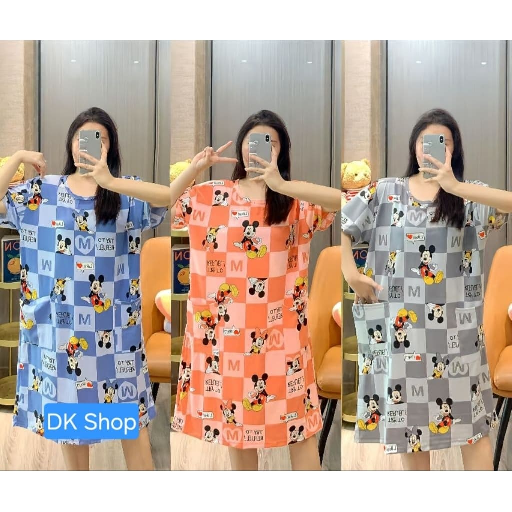 ชุดนอนกระโปรงไซต์ใหญ่ 6XL มีกระเป๋า รูปที่ 2