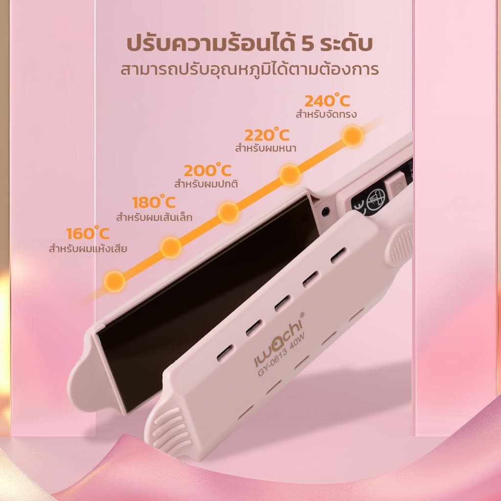 IWACHI เครื่องหนีบผม รุ่น GY-0613 40W อุณหภูมิ 5 ระดับ 140-220 องศา รูปที่ 5