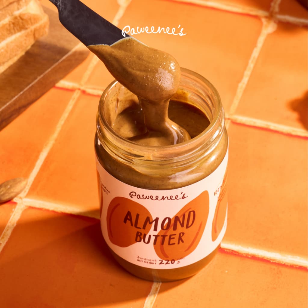 เนยถั่ว Natural Almond Butter อัลมอนด์ 100% ไม่ใส่น้ำตาล น้ำมัน เกลือ 220 g. | Paweenee’s รูปที่ 3