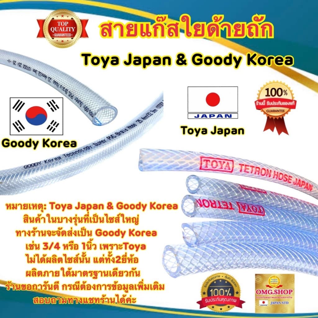 TOYA JAPAN สายแก๊ส ใยด้ายถัก แท้อย่างดี ขนาด 1/4” 5/16” 3/8” 1/2” 3/4” 1นิ้ว แบ่งขายเป็นเมตร มาตรฐานJapan ปลอดภัย100% รูปที่ 7