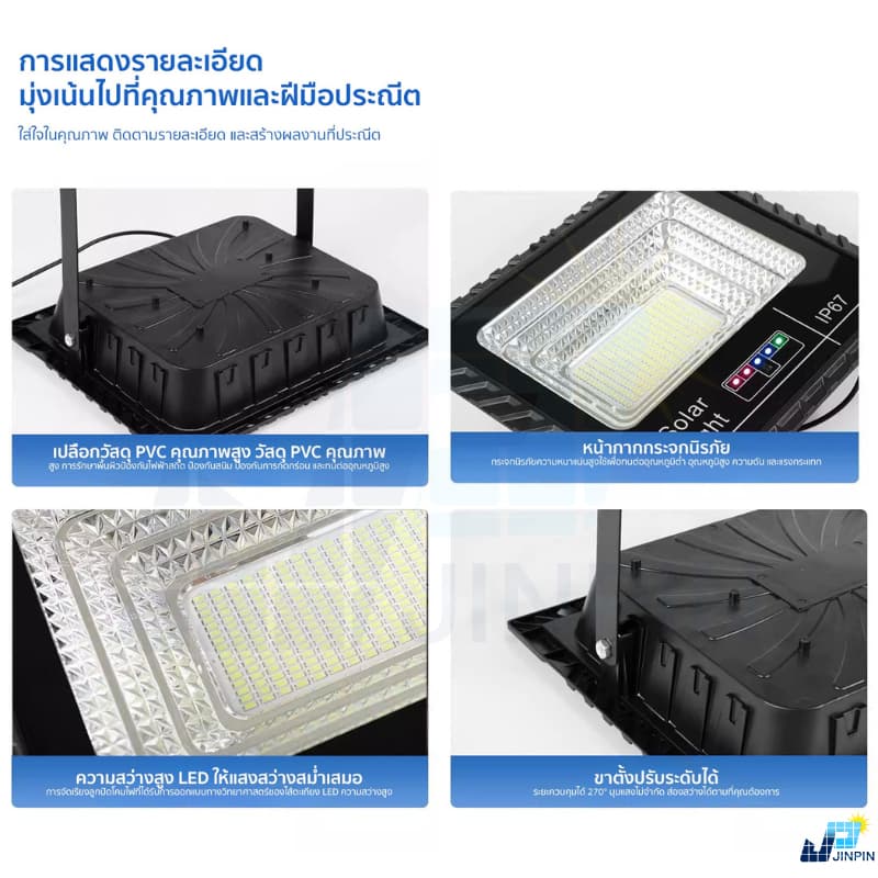 Solar Light New -70000w แสงไฟสีขาว ไฟพลังงานแสงอาทิตย์ LED 156 ดวง รูปที่ 7