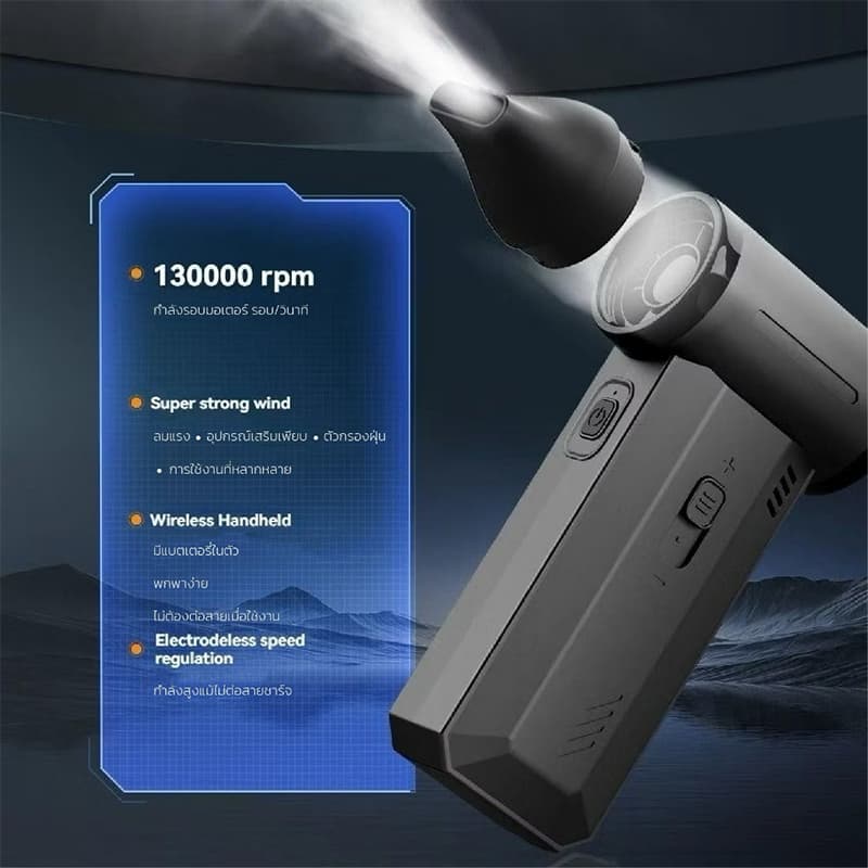 พัดลมอเนกประสงค์ พลังเจ็ท Handheld fan รุ่น GXZ-F72 แรงลมทรงพลัง 130000RPM 2ระบบ 2 in 1 เป็นพัดลมและเครื่องดูดฝุ่นในตัว รูปที่ 6